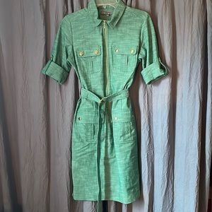 Knee length dress with gold detail